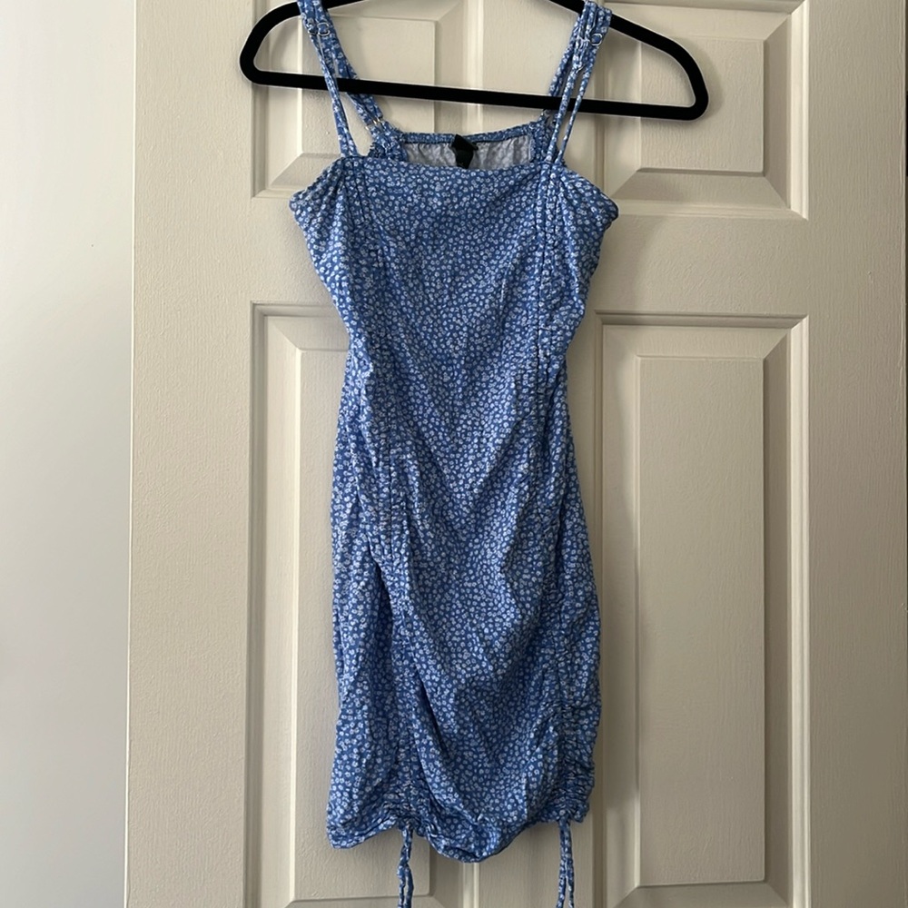 Blue floral mini dress